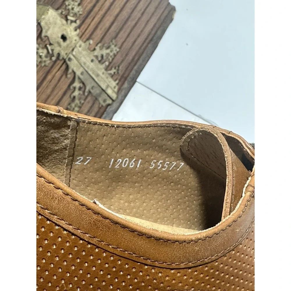 Christian Gallery Gentleman Brown Genuine Leather Shoes Sz 27 US Men 8.5-9